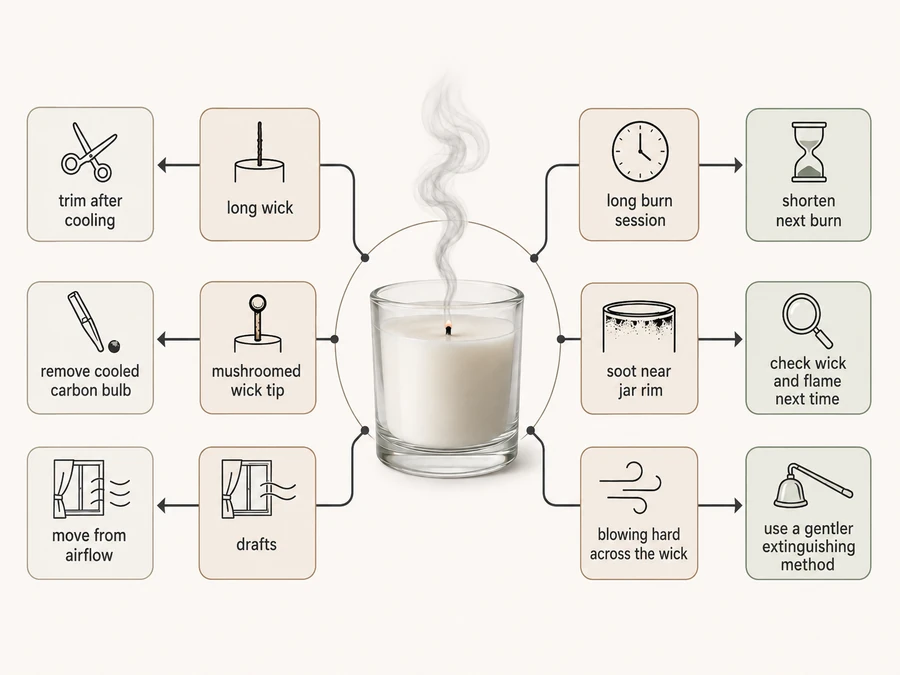 smoke causes and wick fixes