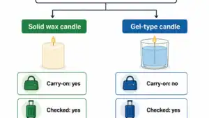 solid and gel candles on plane