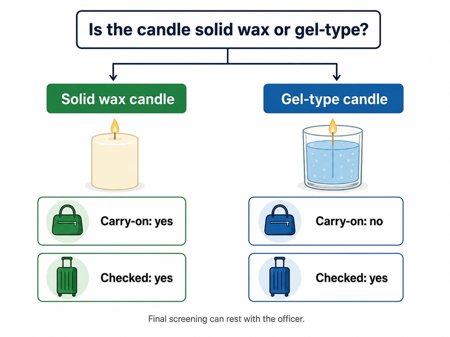 solid and gel candles on plane