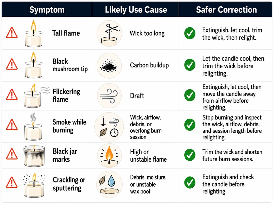 soot smoke and wick troubleshooting