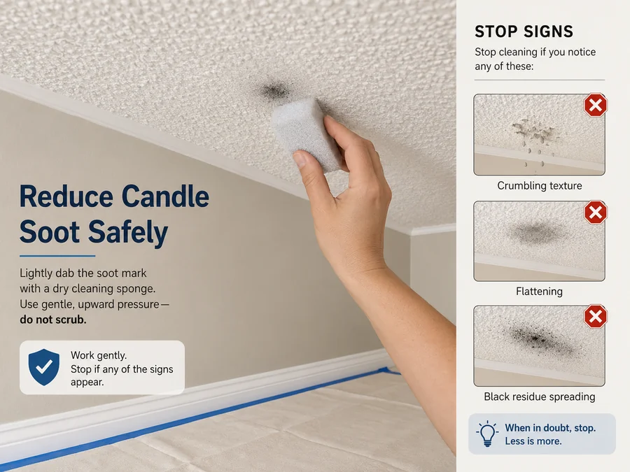 textured ceiling soot dabbing and stop signals