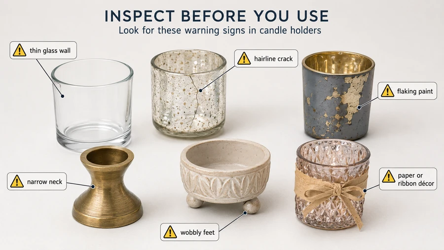 unsafe candle holder signs and inspection