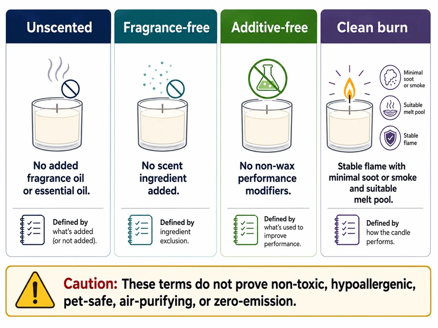 unscented candle terms and clean burn boundaries