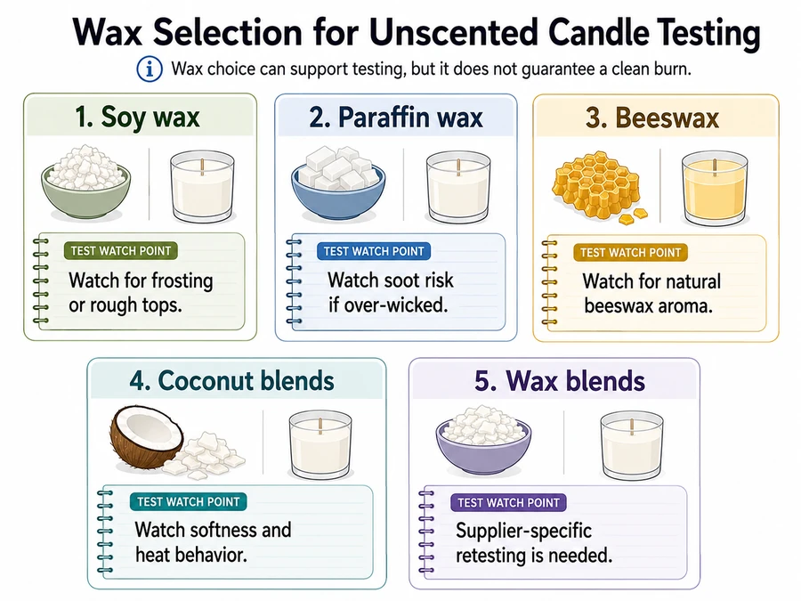 unscented wax choices and burn test concerns