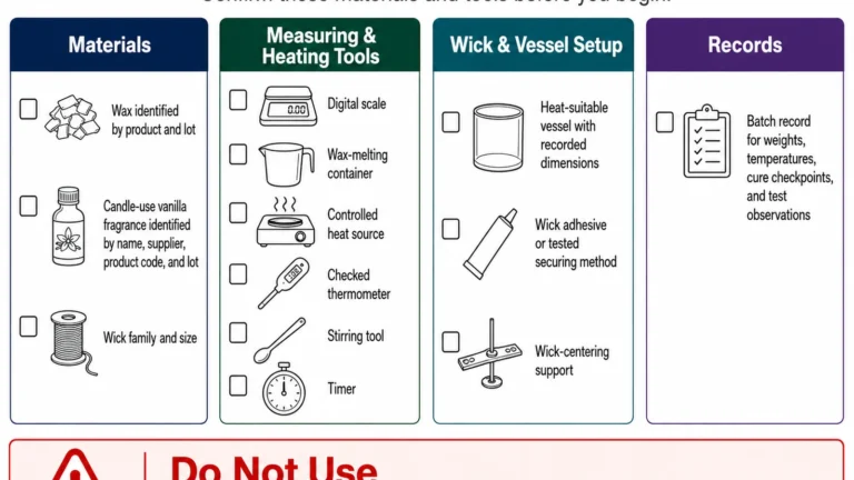 Vanilla candle supplies and measuring tools