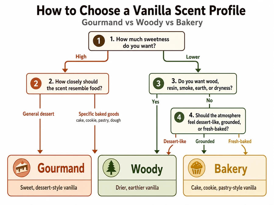 Sweetness, food realism, and mood vanilla profile flowchart