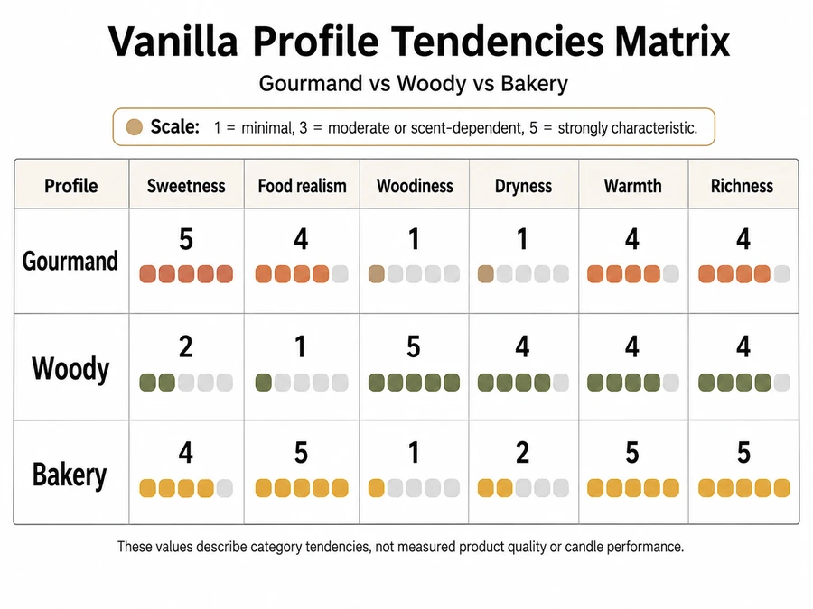 Vanilla profiles and six sensory dimension scores