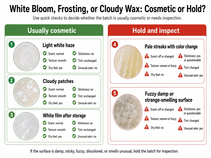 wax bloom and frosting checks