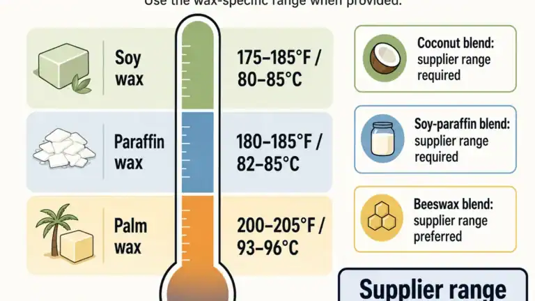 Wax fragrance temperature windows and supplier ranges