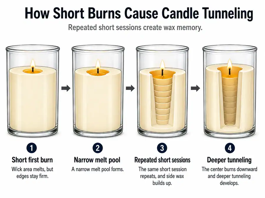 wax memory and candle tunneling pattern