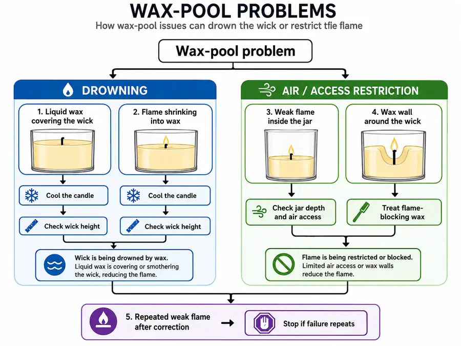 wax drowning and flame suffocation problems