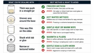 Freezer and hot water wax removal method guide