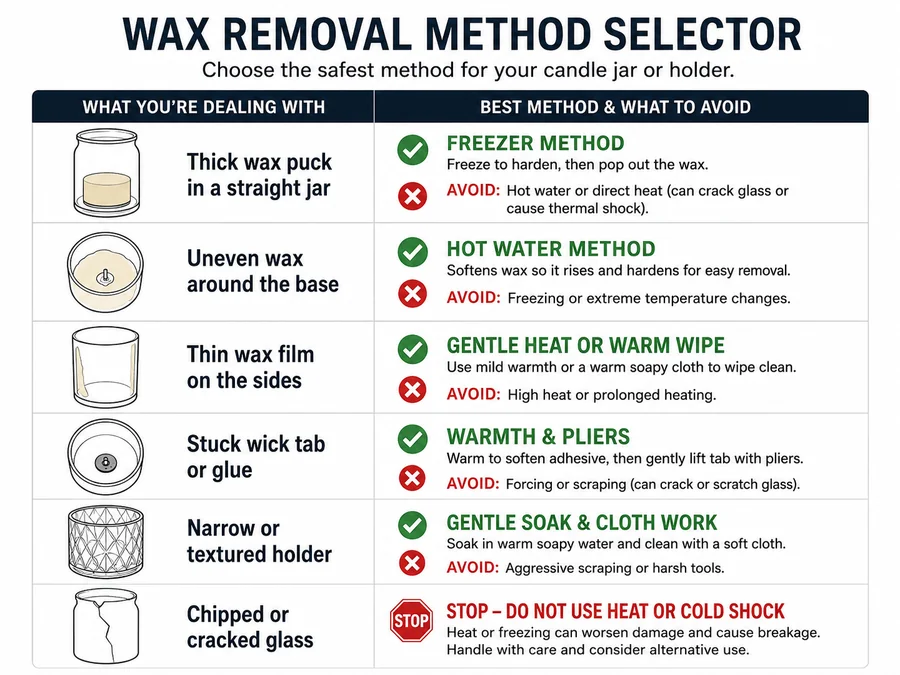 Freezer and hot water wax removal method guide