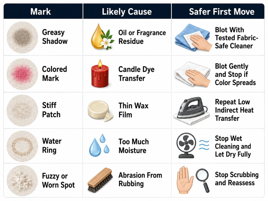 wax residue marks and safe cleanup