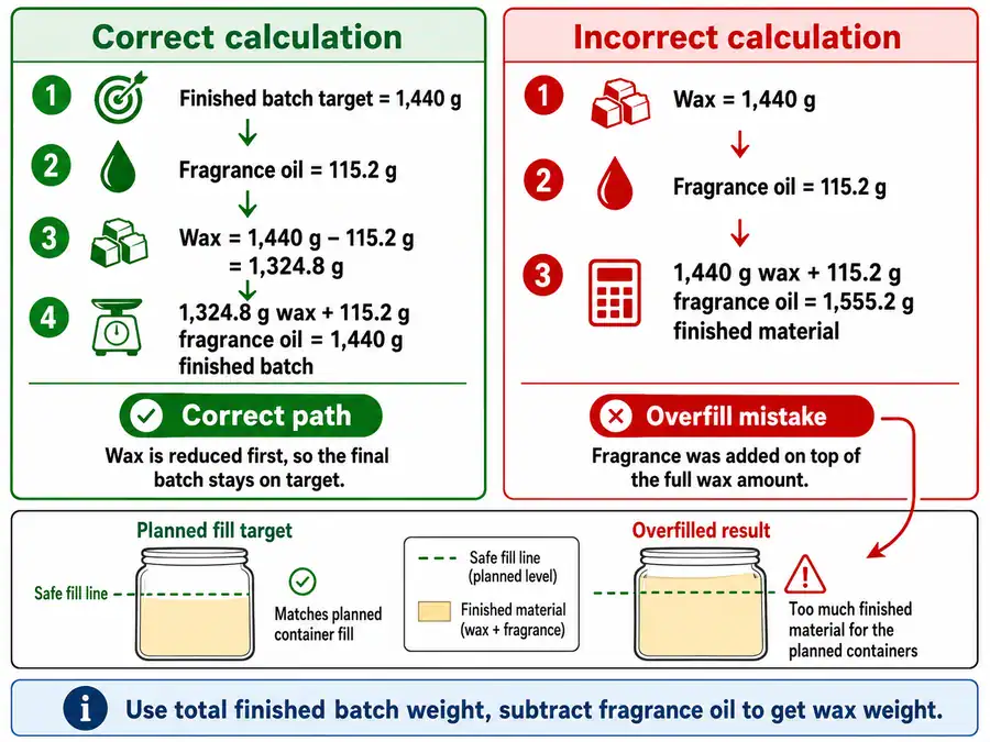Wax subtraction and overfill check