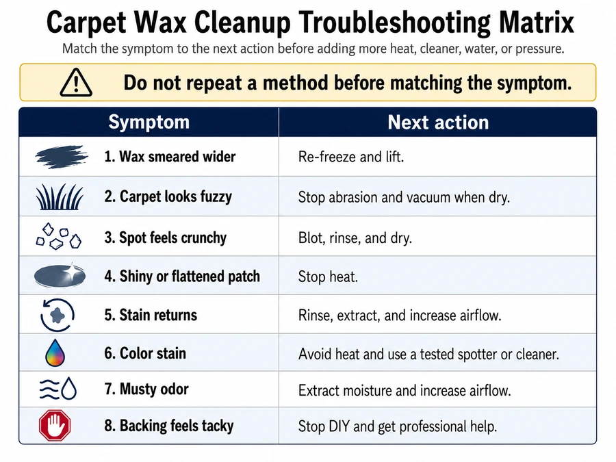 carpet wax symptoms and fixes
