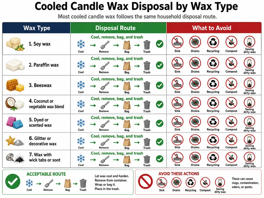 wax type and disposal route