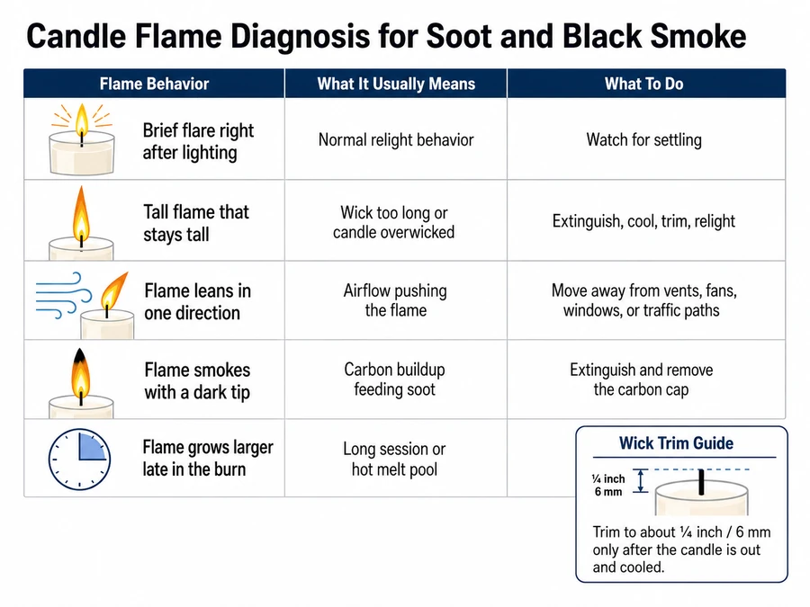 wick flame behavior and soot correction