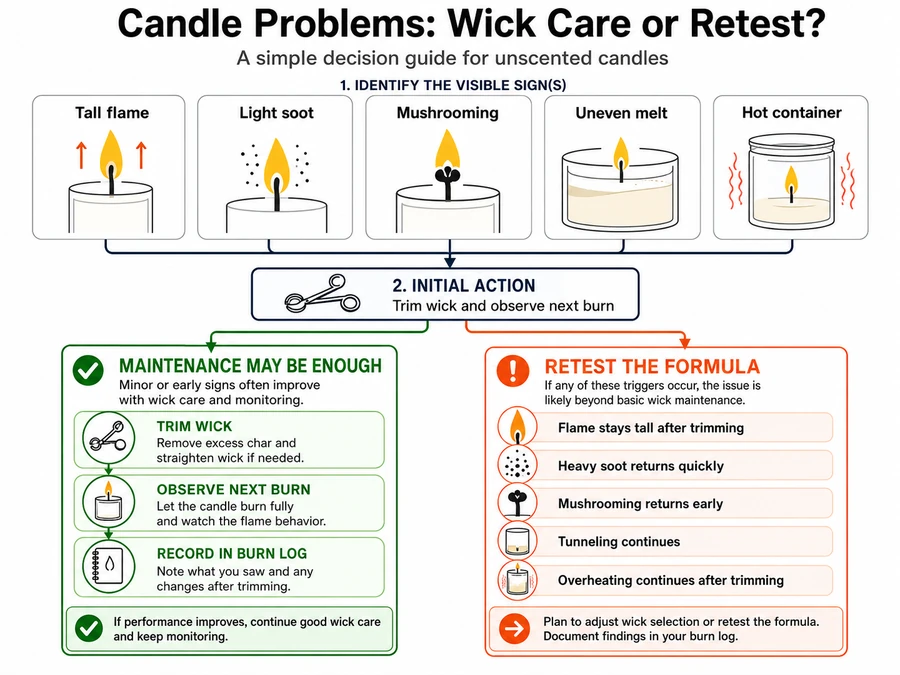 wick maintenance signs and retest triggers