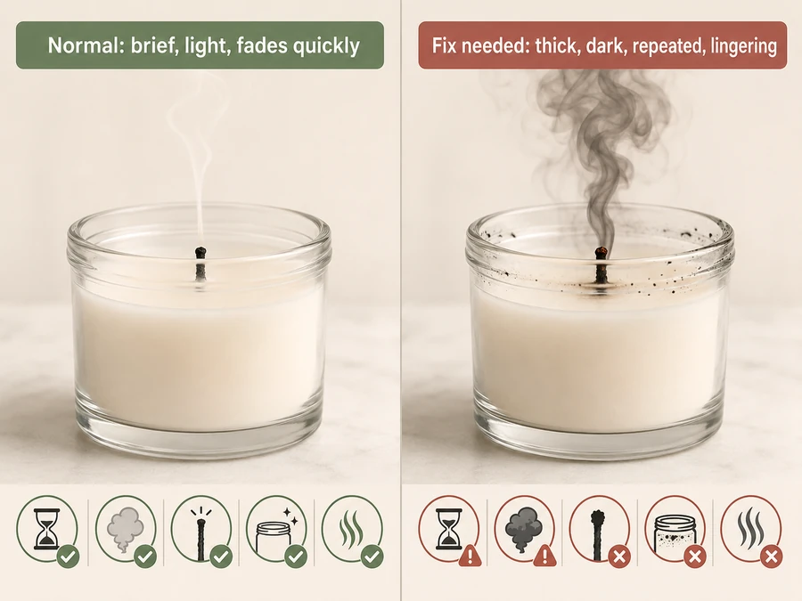 wick smoke and fix-needed signs